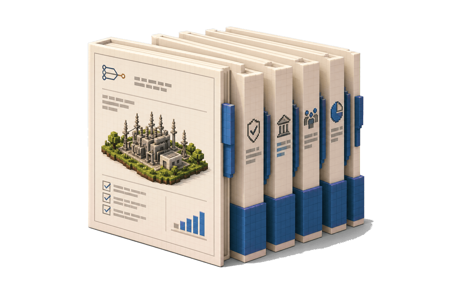 Stack of bound utility review packets with deliverability maps and tabbed evidence sections